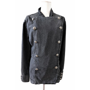 Free People Medium Imogene Black Denim Officer Jacket