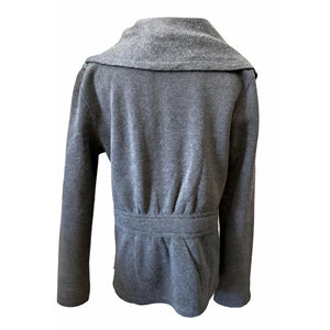 Hem & Thread Small Charcoal Grey Asymmetrical Full-Zip Moto Riding Jacket Fleece