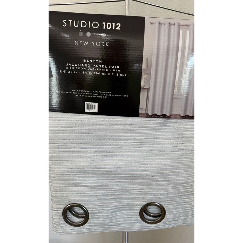 Studio 1012  84" Two Jacquard Texture Room Darkening Panels Grommet Curtains
