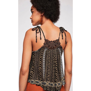 Free People Wild At Heart Black Jungle Love Printed Tank L