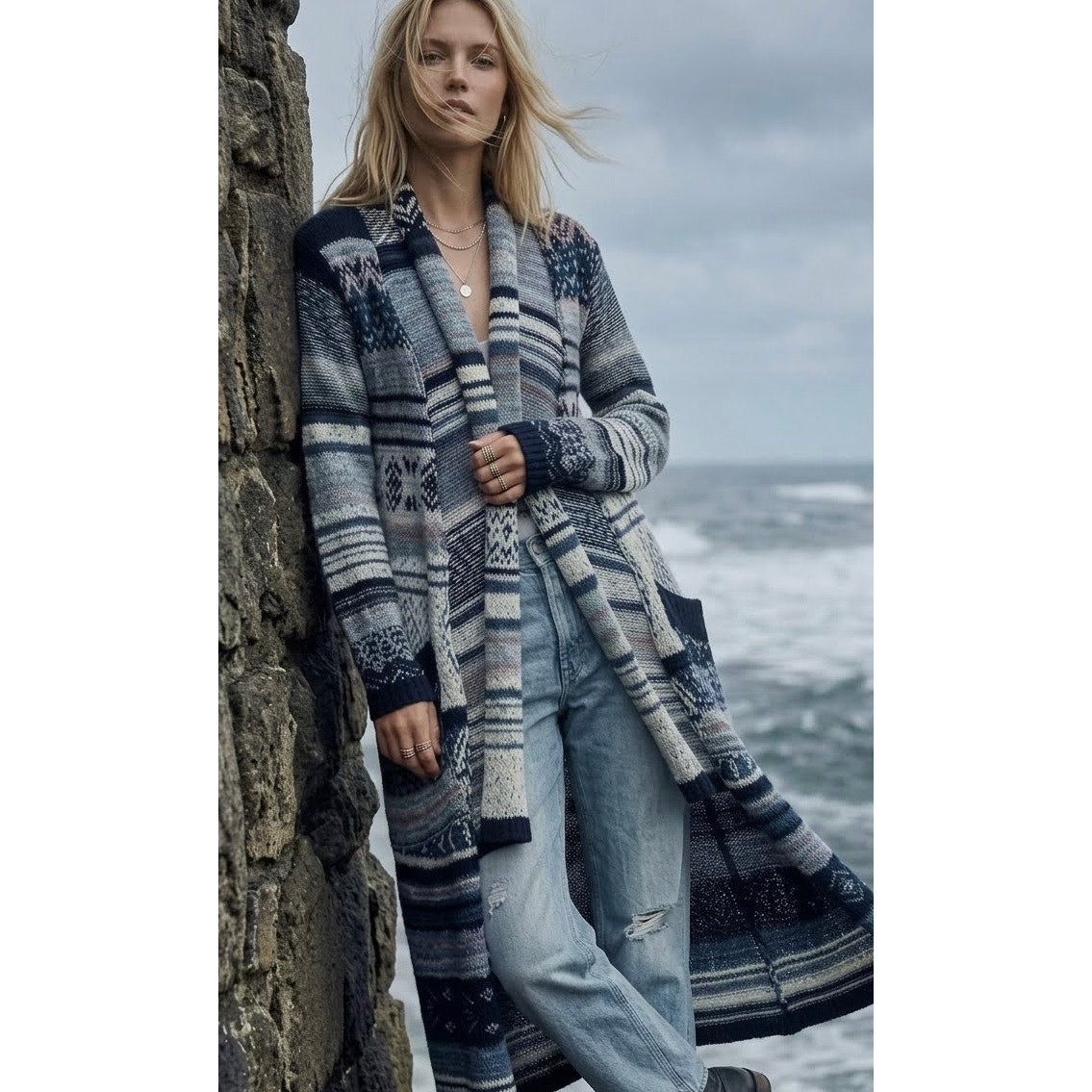 Free People Small Yesterday's Smile Open Front Knit Duster Cardigan