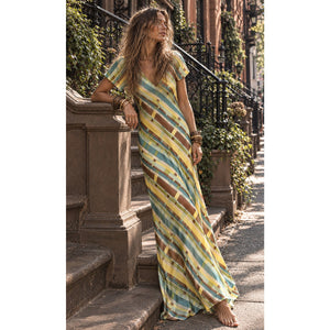 Rare Vintage Betsey Johnson 100% Silk Bias Cut Maxi Dress Geometric Print Size Petite Like New