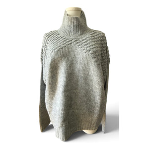 Free People Large  Bradley Light Gray Heather Knitted Pullover Sweater NWT