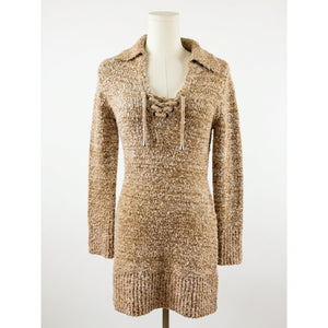 Free People Large Milena Lace-Up Mini Sweater Dress