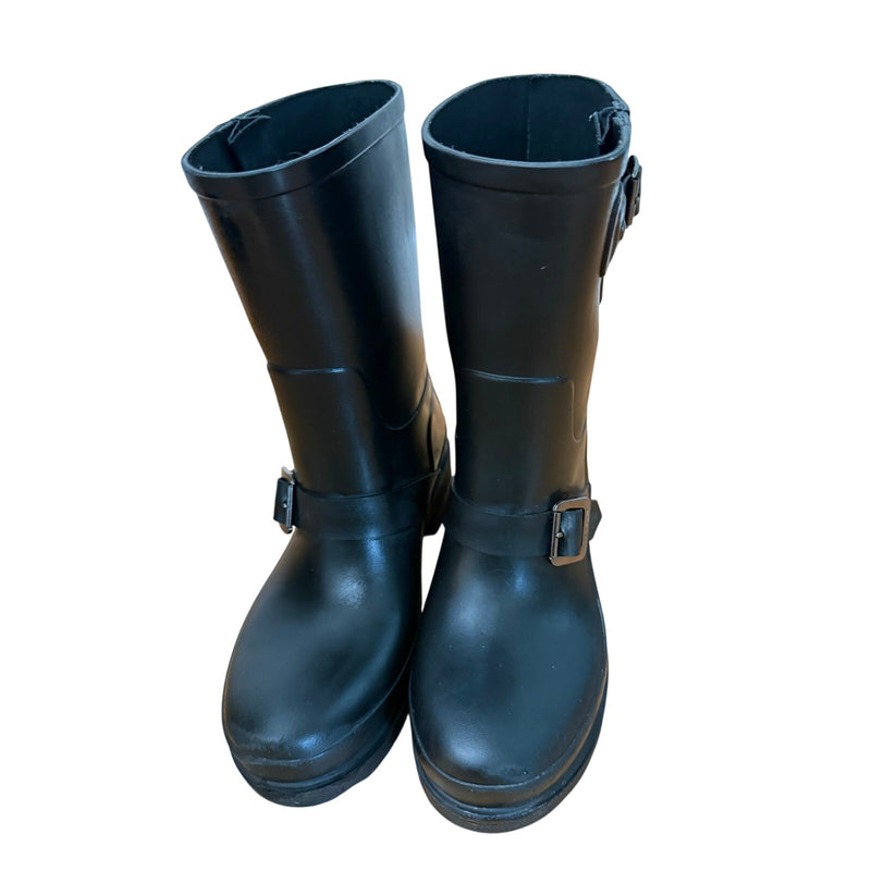 Hunter Women's Original Short Rubber Biker Black Matte Rain Boots 8 NWOT