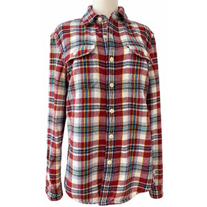 American Eagle Men’s S Red Plaid Heavyweight Flannel Shirt Women’s M Oversized NWOT