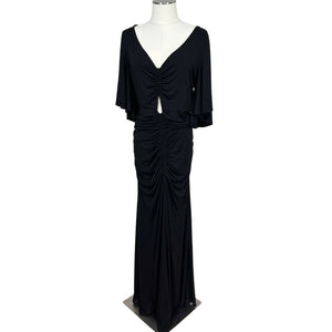 Free People Skyline Black Jersey Peek-a-Boo Ruched Maxi Dress LARGE NWT