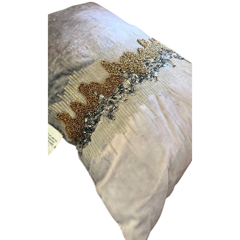 Decorative Luxurious Highly Textured Metallic Embellishments Velvet Throw Pillow