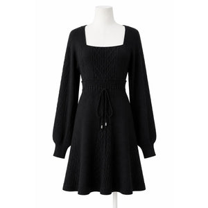 Free People Medium Emmaline Cable Knit Mini Sweater Dress Black NWT