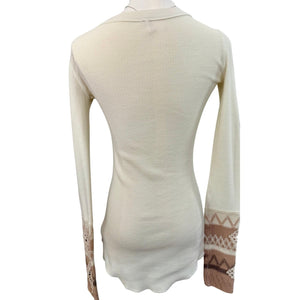 Free People Ivory/Cream Kombucha Crochet Cuff Thermal Knit Top