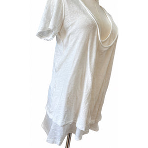Free People We The Free Double Double Layer White Draped Tee Medium