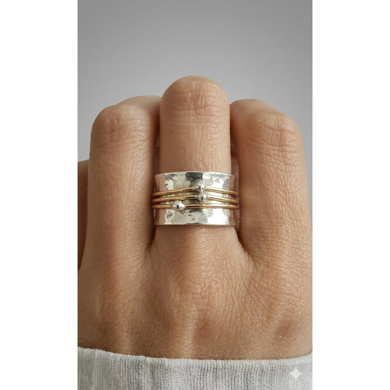 Two-Tone Green Amethyst Artisan Statement Ring Sz 8 NWT