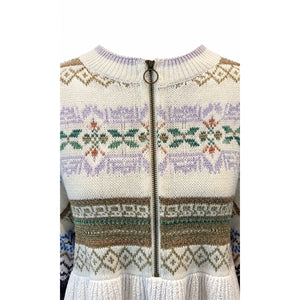 Free People Medium Cozy Cottage Metallic Sparkle Knit Zipper Sweater Tunic Dress