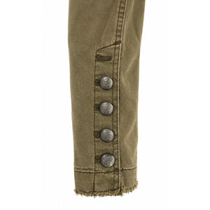 Free People Small Flared Ruffle Hem Military Jacket Olive Green