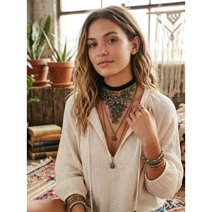 Free People Sea of Love Beaded Choker Necklace Like New