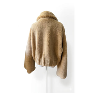 Free People Small Get Cozy Teddy Sherpa Zip Jacket Tan