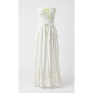 Free People Large White Hi Hello Smocked Strapless Feminine Midi Dress NWOT