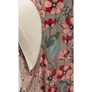Angie Boho Floral and Paisley Mixed-Print Tiered Babydoll Tank Top Large Like New