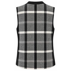 Hem & Thread Black Gray Plaid Asymmetrical Zip Moto Vest Boho
 Large