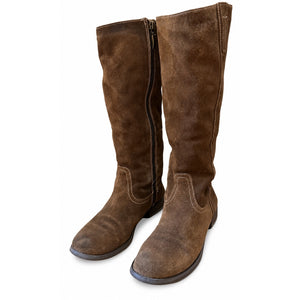 GUESS Brown Suede Knee High Boots Women’s Size 8 Distressed Boho Western
