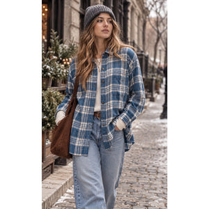 American Eagle Blue Plaid Lightweight Cotton Flannel Button Down Shirt Medium
 NWOT