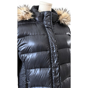 American Eagle XL Black Down Puffer Jacket Faux Fur Hood Winter Coat XLarge