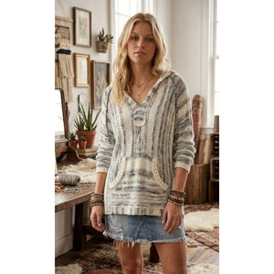Hem and Thread Baja Space-Dyed Hoodie Top Large NWOT