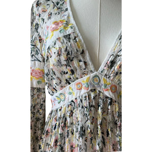 Free People Size 10 Cherry Blossom Embroidered Lace Mini Dress Whimsical