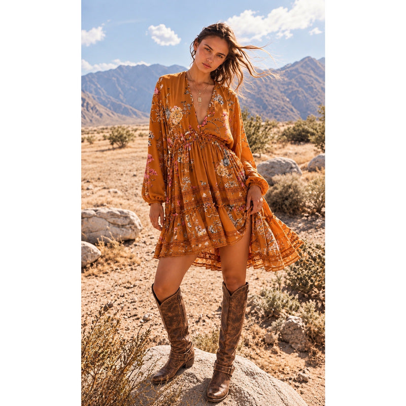 Free People Cherry Blossom Mini Dress Topaz Combo Size Large NWT