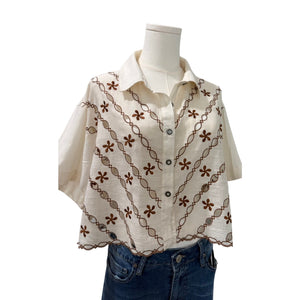 We The Free Aster Embroidered Shirt by Free People Large Excellent Condition