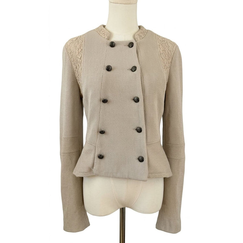 Free People Size 12 We The Free Victorian Lace Overlay Military Jacket