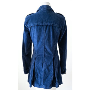 Free People The Originals Vintage Navy Velvet Military Coat Gold Buttons
