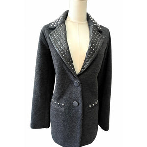 Free People One Teaspoon Charcoal Small Studded Blazer