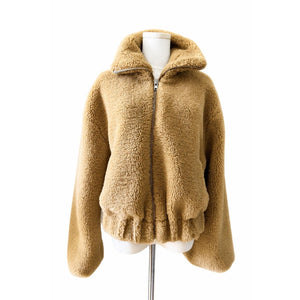 Free People Large Get Cozy Teddy Sherpa Zip Jacket Tan