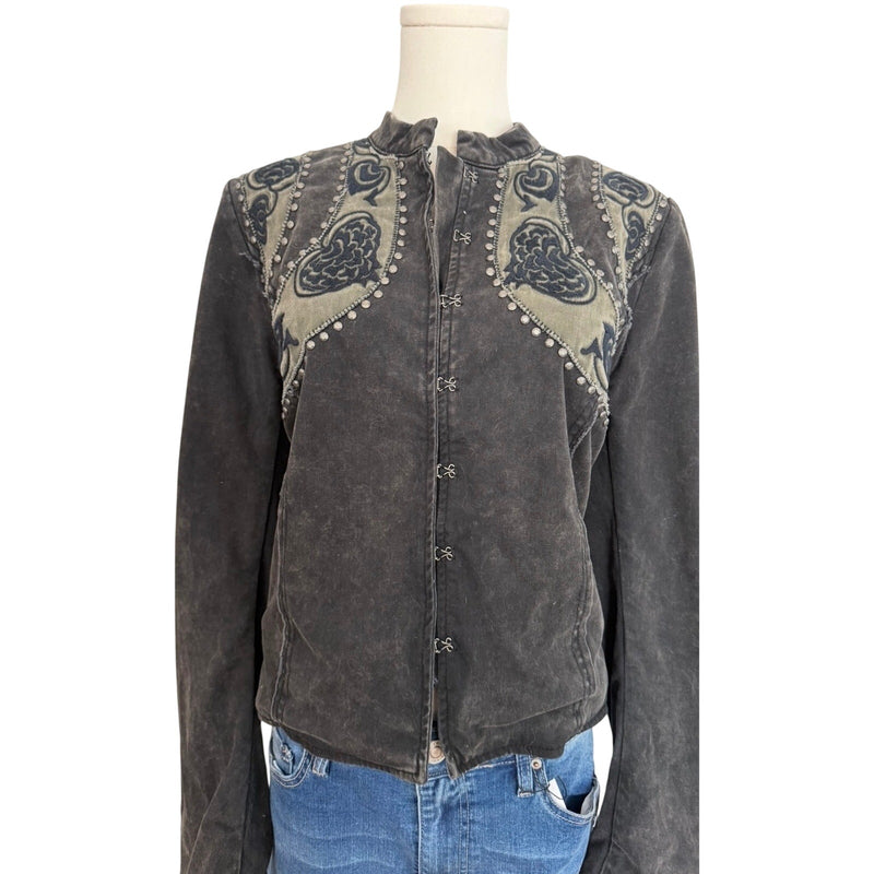 Free People Studded Embroidered Pirate / Steampunk Military Band Jacket SZ 12