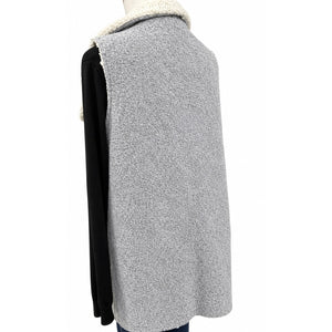 Hem and Thread Heather Grey Cozy Fleece Longline Reverse Vest Large NWOT