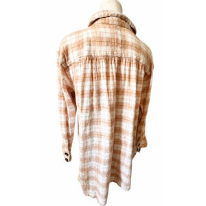 Free People Small All About The Feels Rose Plaid Buttondown Shirt
