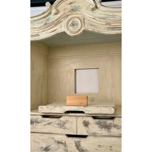 Antique Louis XV French Provincial  Distressed Cream & Robins Egg Blue Armoire PICK UP ONLY