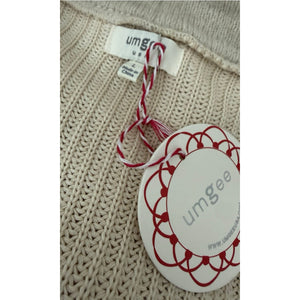 Umgee Cream Waterfall Open Front Mixed Knit Cardigan Sweater Large NWT
