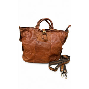 Love Stitch Luna Genuine Leather Patchwork Convertible Boho Tote Bag Brown