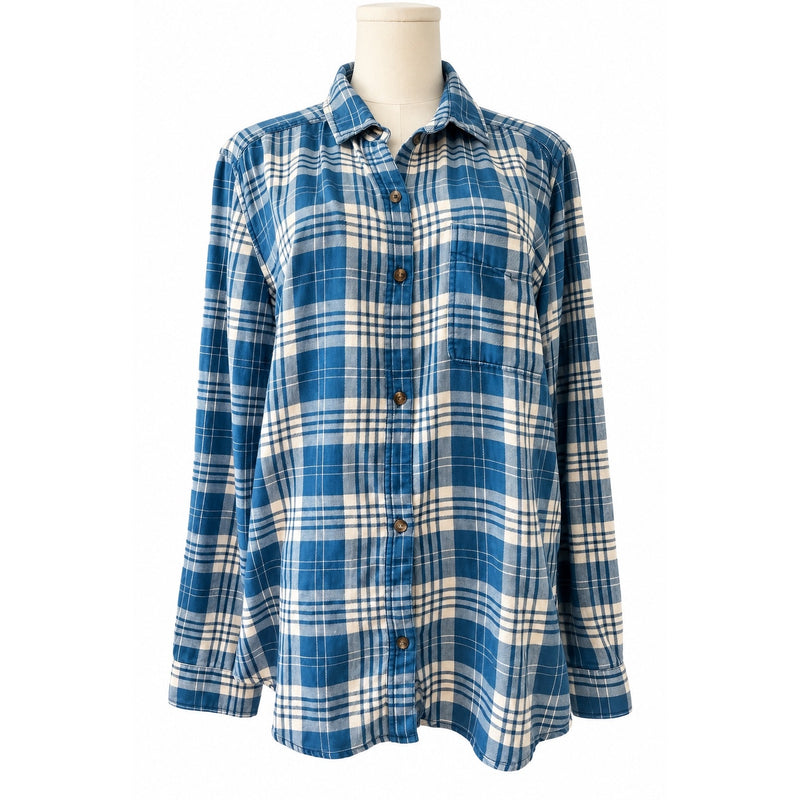 American Eagle Blue Plaid Lightweight Cotton Flannel Button Down Shirt Medium
 NWOT