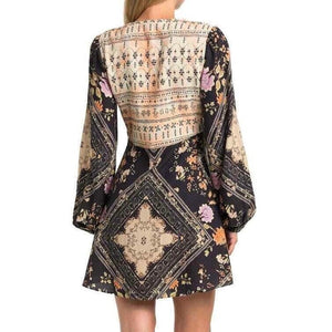 Free People Large Descanso Floral Mini Dress Chocolate Whimsy