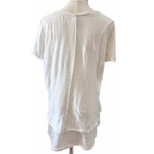 Free People We The Free Double Double Layer White Draped Tee Medium