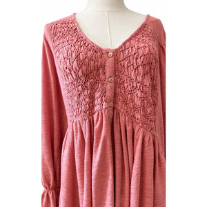 Free People Rosie Knit Top Size Large NWT Rose Pink Boho Lightweight