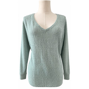 Anthropologie Mint Green Waffle Knit V-Neck Tunic Sweater
 Medium