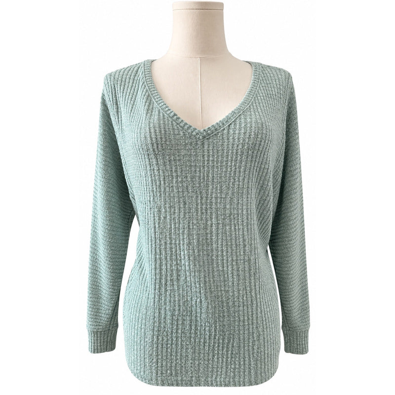 Anthropologie Mint Green Waffle Knit V-Neck Tunic Sweater
 Medium