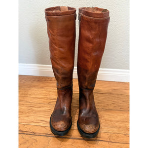 BED STU Glaye Handcrafted Distressed Leather Full Zip Tan Rustic Riding Boots 8.5 M PRISTINE NEW WO BOX