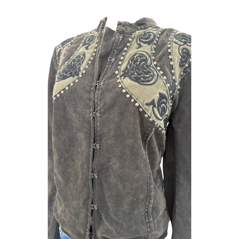 Free People Studded Embroidered Pirate / Steampunk Military Band Jacket SZ 12