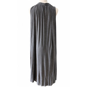 POL Charcoal Gray High-Low Asymmetrical Lace Trim Boho Tunic Dress Small