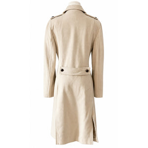 Lemon Cream Wool Blend Long Utility Tailored Button Front Coat Size 6